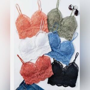 Women's Lace Cami Bralette - WHITE Size Large NEW